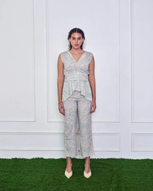 Classy V-Neck Top and Short Pants Set. main image 0