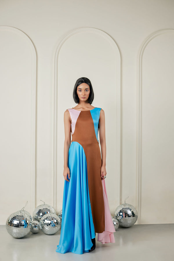 Patched Multi-color Maxi Dress