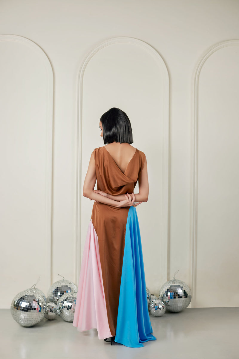 Patched Multi-color Maxi Dress