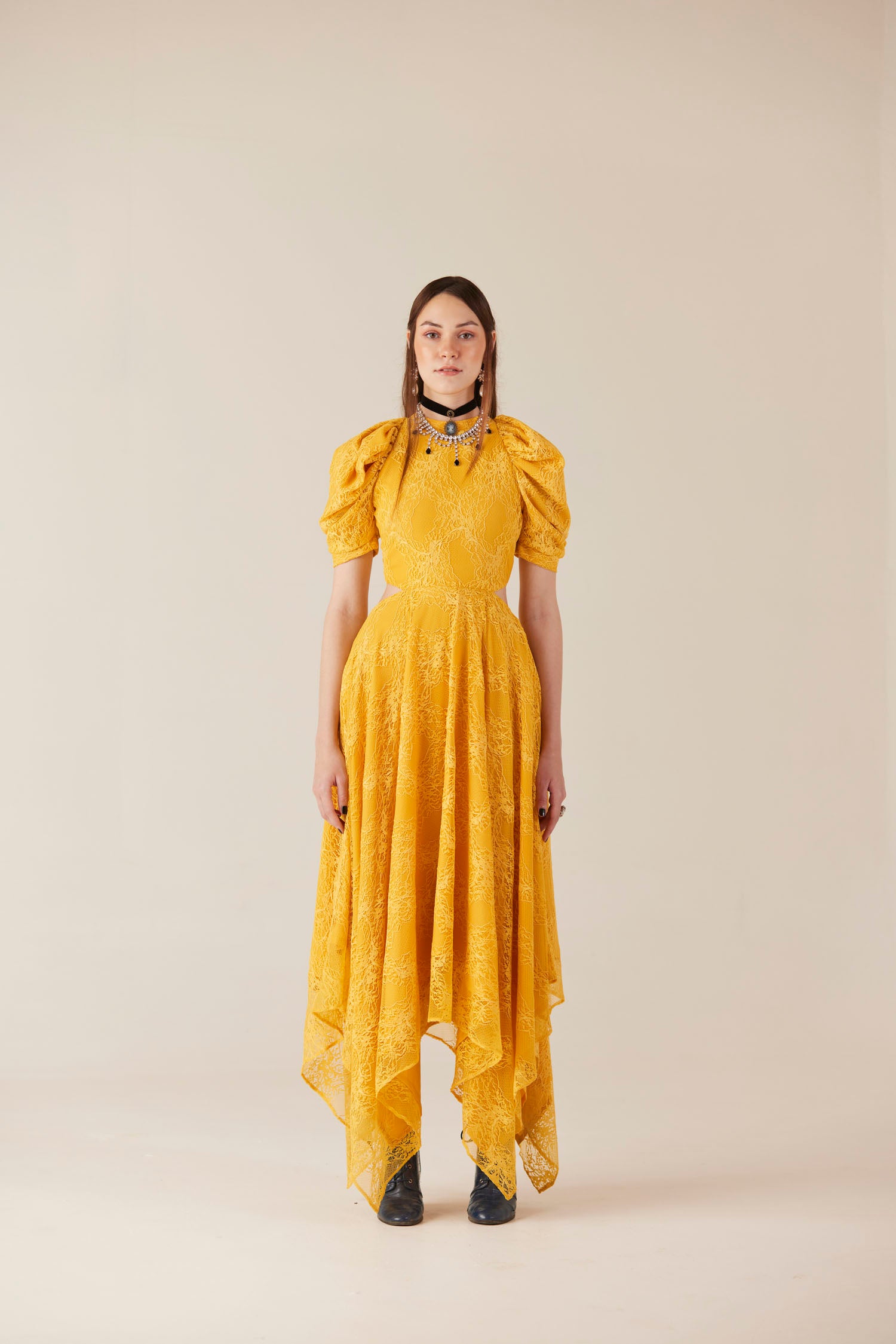 11563 Yellow Cutout Dress