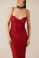 Red Hearts Aflame Lace Sweetheart neck  Dress