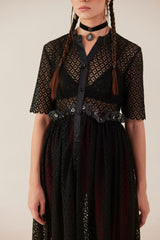 Noir Sillhouete Black Lace Midi Dress
