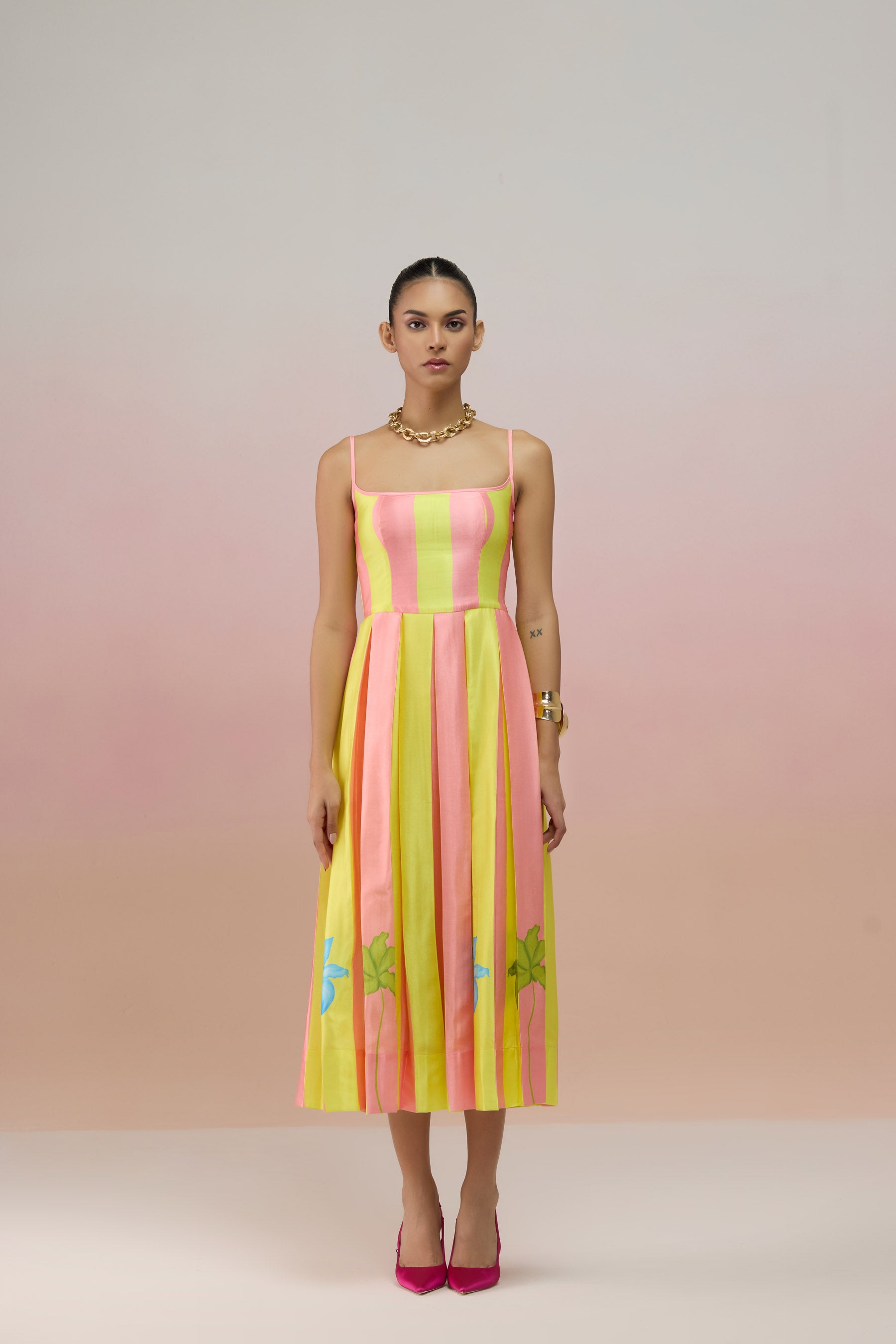 MIDI DRESS WITH PLEATS MALI EARTH main image 1