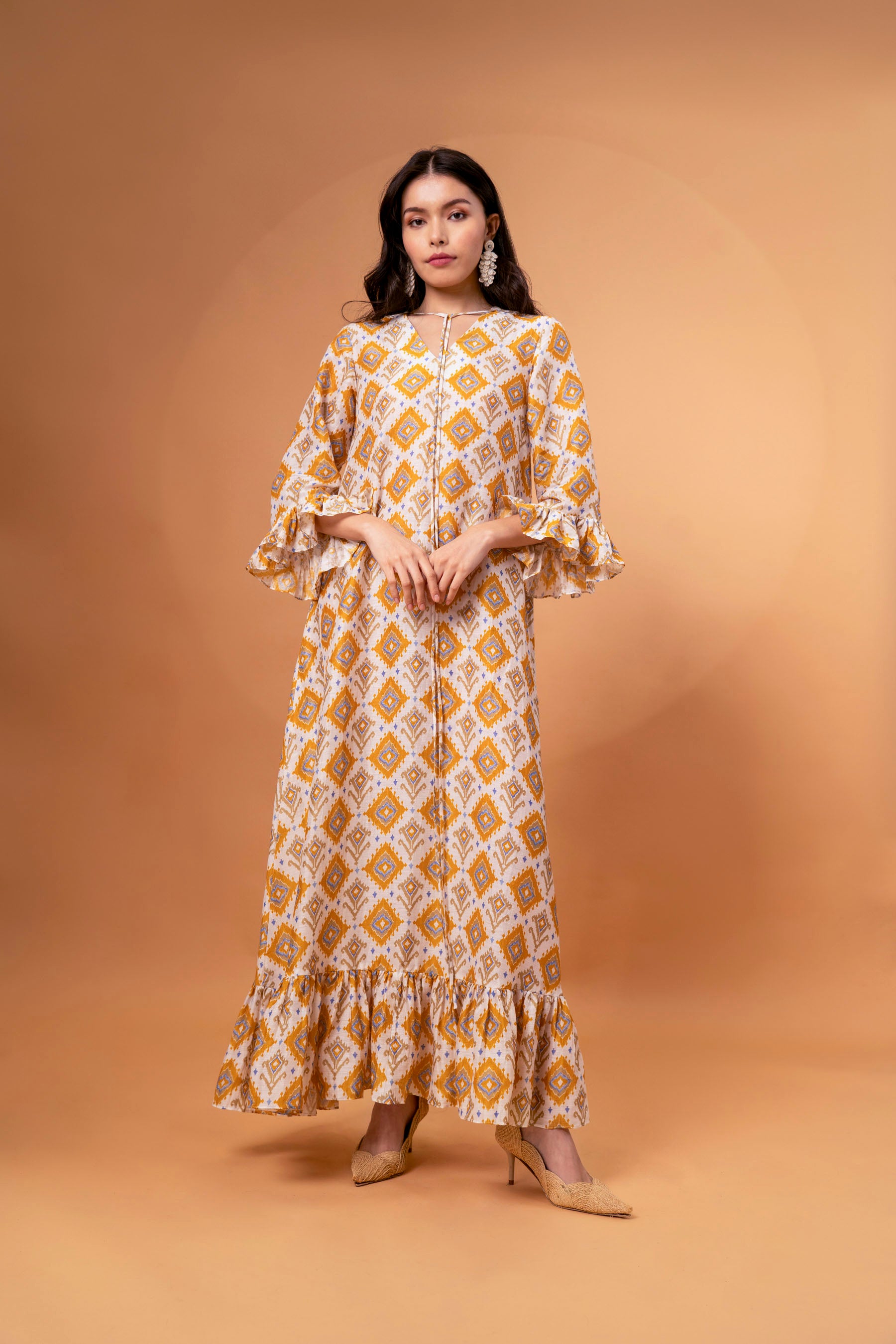 Mushroom Madness Linen Maxi Dress
