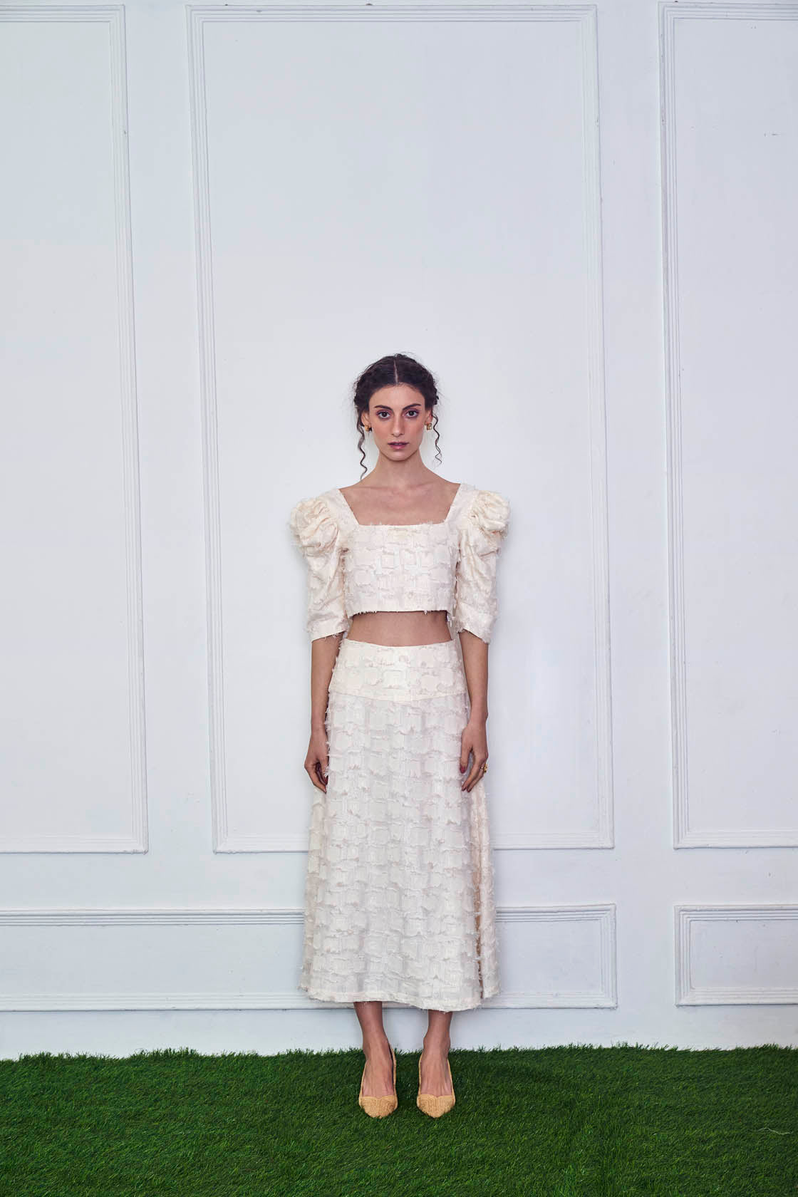 Cream Jacquard Short Set main image 1