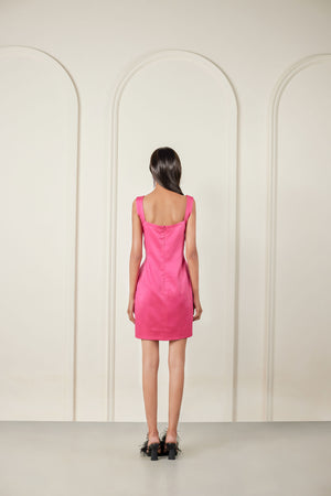 Embellished Mini Hot Pink Dress