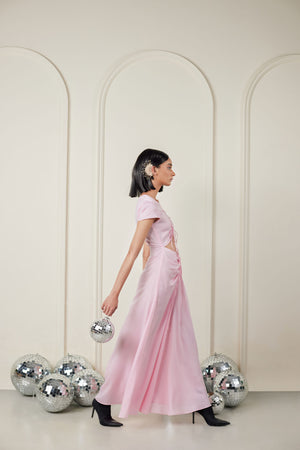 Cutout Gathered Maxi Dress