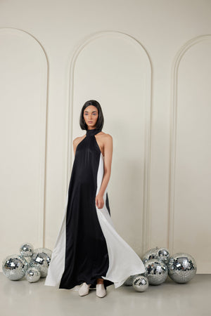Satin Halter Neck Maxi Dress