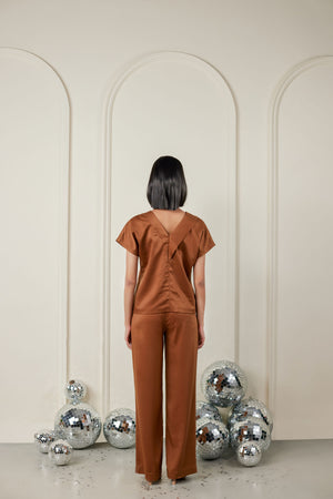 Detailed Blouse With Straight Pants Co-ord