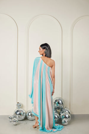 Patched One Shoulder Dress With Lace