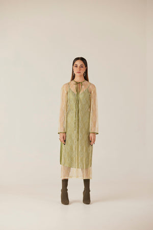 Lumière Green Lace Midi Dress