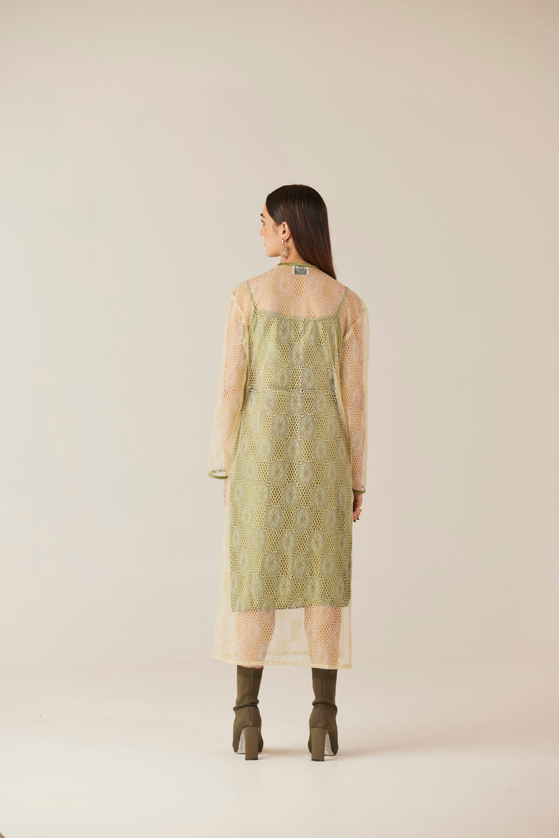 Lumière Green Lace Midi Dress