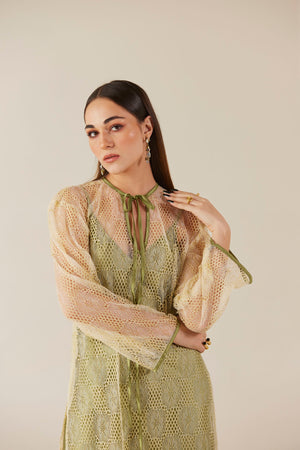 Lumière Green Lace Midi Dress
