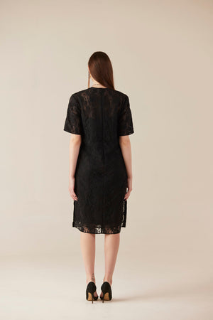 Shadow Play Black Lace Midi Dress