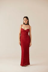 Red Hearts Aflame Lace Sweetheart neck  Dress