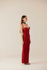 Red Hearts Aflame Lace Sweetheart neck  Dress