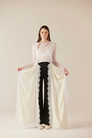 White Swan Crew Neck Sheer Lace Top