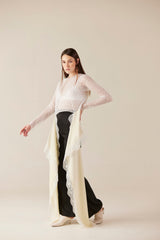 White Swan Crew Neck Sheer Lace Top