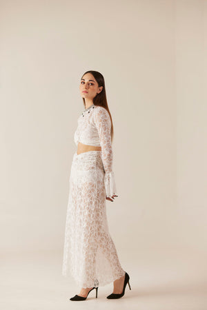 Cloud Nine White Lace Sheer Co Ord Set