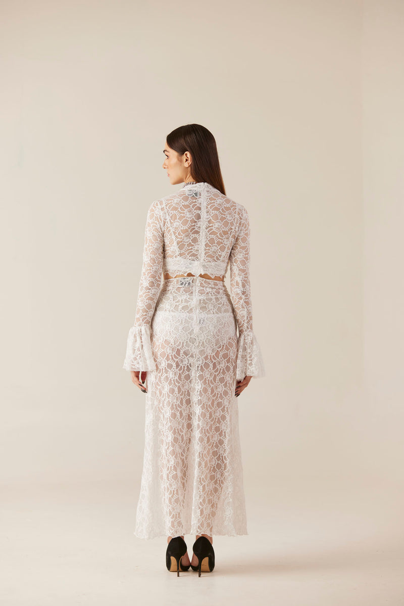 Cloud Nine White Lace Sheer Co Ord Set