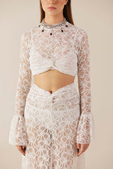 Cloud Nine White Lace Sheer Co Ord Set