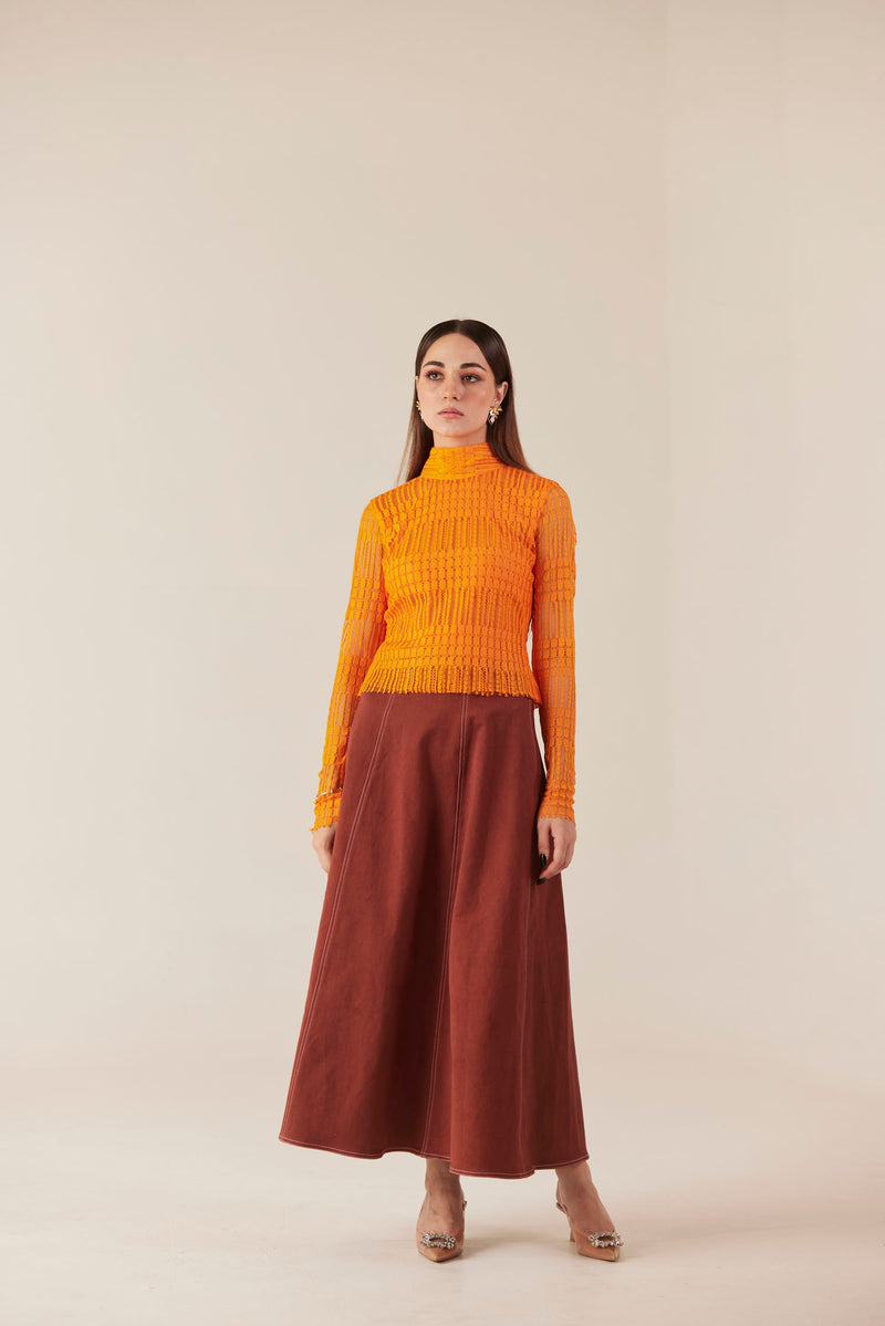 Sunset Serenade Brown Denim Skirt