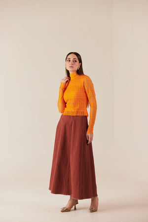 Sunset Serenade Brown Denim Skirt
