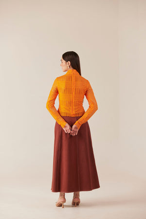Sunset Serenade Brown Denim Skirt