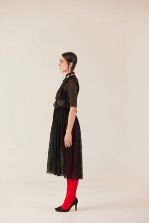 Noir Sillhouete Black Lace Midi Dress