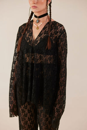 Black Lace Top & Pant Co-Ord Set