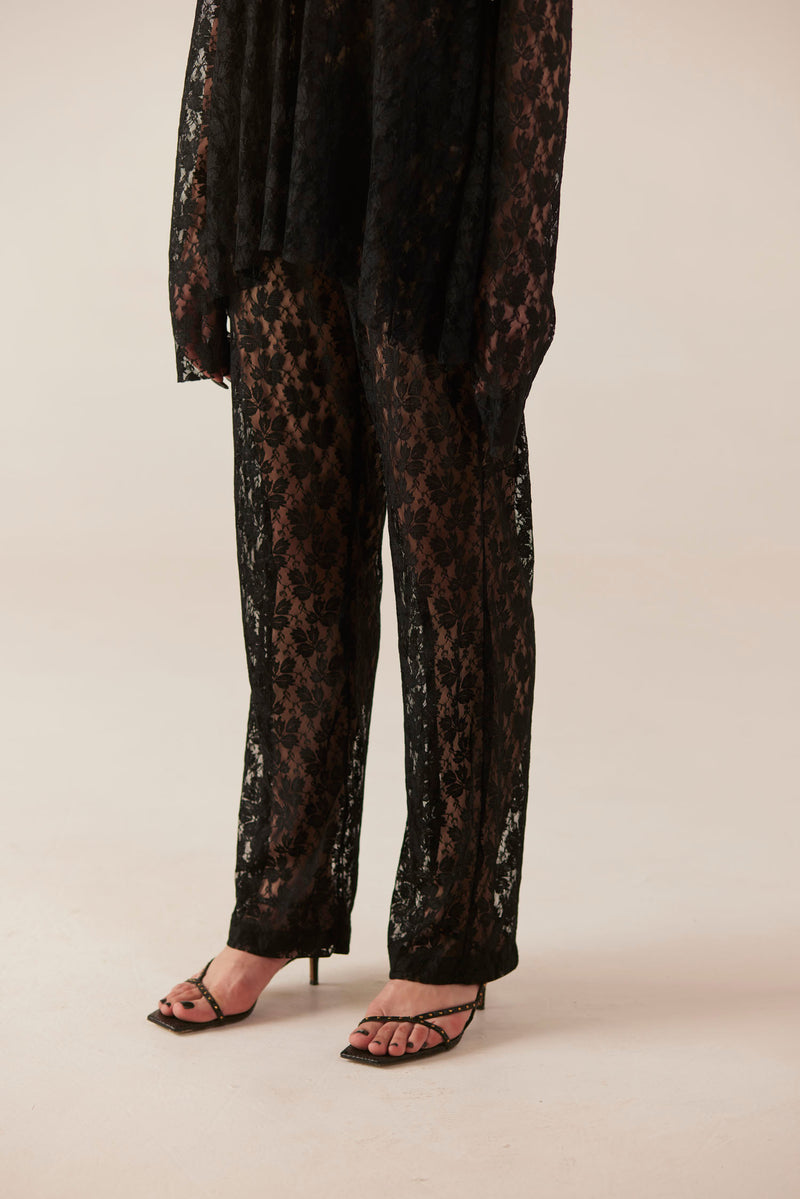 Executive Black Lace Top & Pant Co Ord