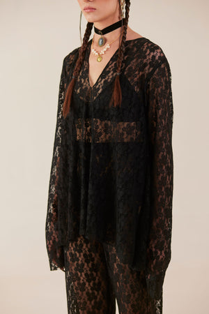 Black Lace Top & Pant Co-Ord Set