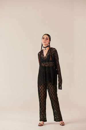 Black Lace Top & Pant Co-Ord Set