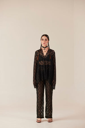 Black Lace Top & Pant Co-Ord Set