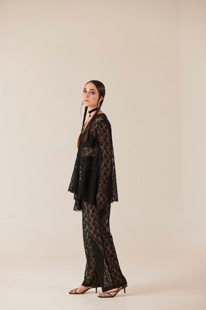 Black Lace Top & Pant Co-Ord Set