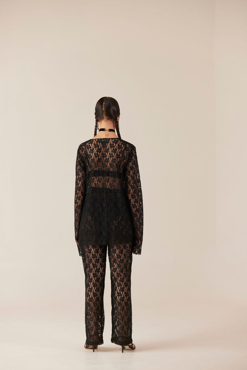 Executive Black Lace Top & Pant Co Ord