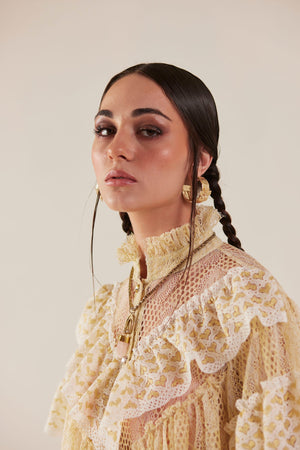 Angelic Harmony High Neck Ruffled Lace shirt