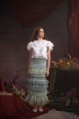 Multi-Tiered Mint Green Ruffled Tulle Skirt