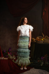 Multi-Tiered Mint Green Ruffled Tulle Skirt