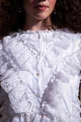 Victorian-Inspired White Ruffled Lace Top