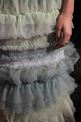 Multi-Tiered Mint Green Ruffled Tulle Skirt