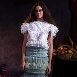 Victorian-Inspired White Ruffled Lace Top