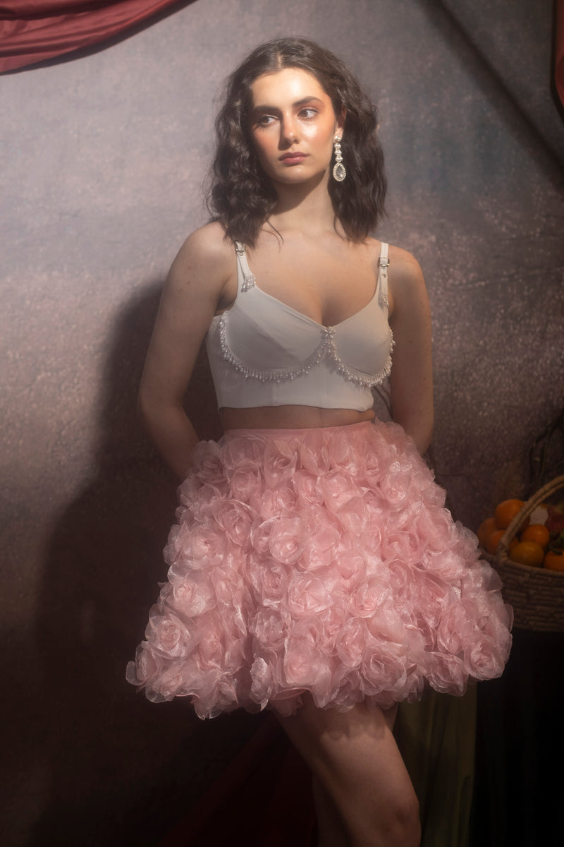 Handmade Floral Organza Skirt