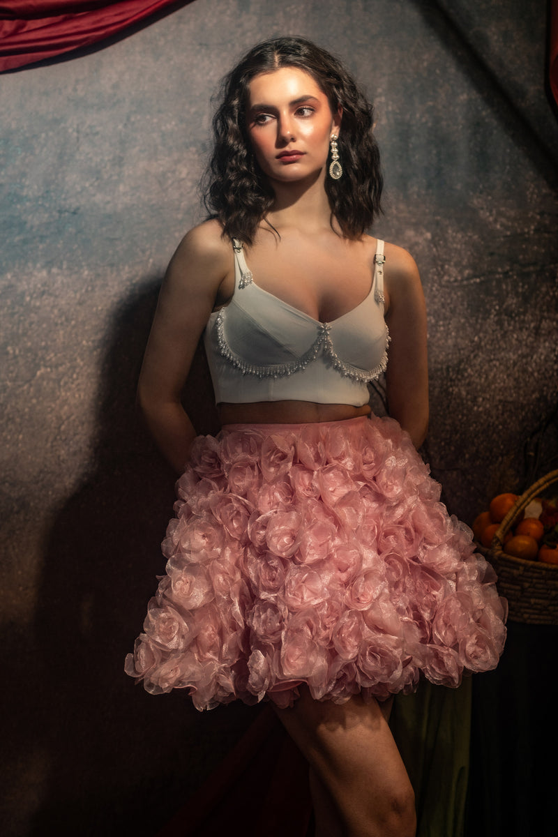 Handmade Floral Organza Skirt