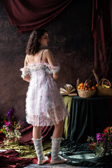 Whimsical 3D Floral Net Dress