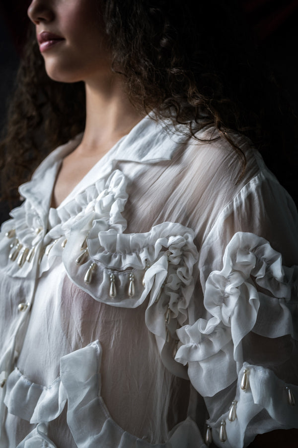 Hand-Embellished Organza Blouse