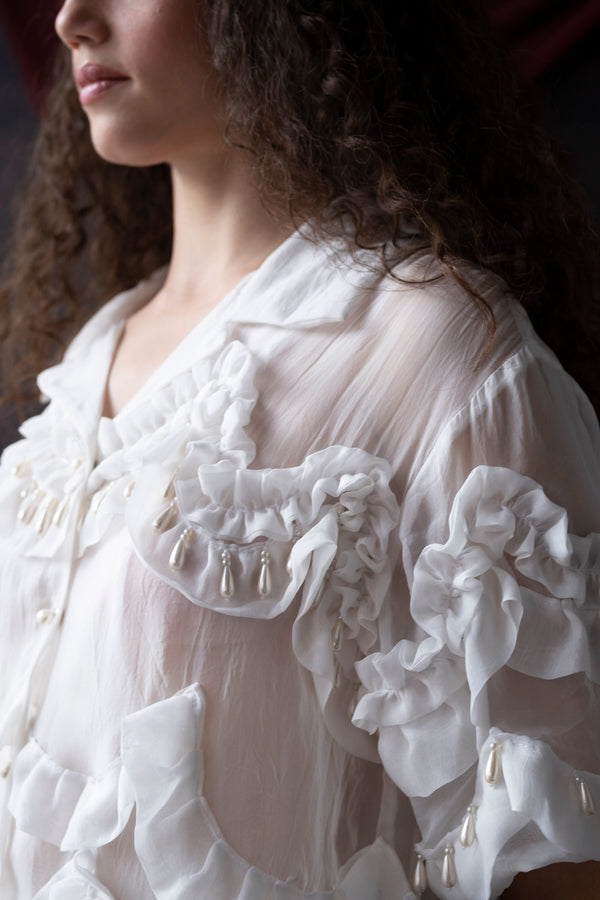 Hand-Embellished Organza Blouse