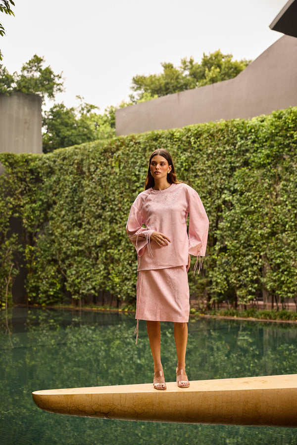 Blush Pink Jacquard Co-ord Set