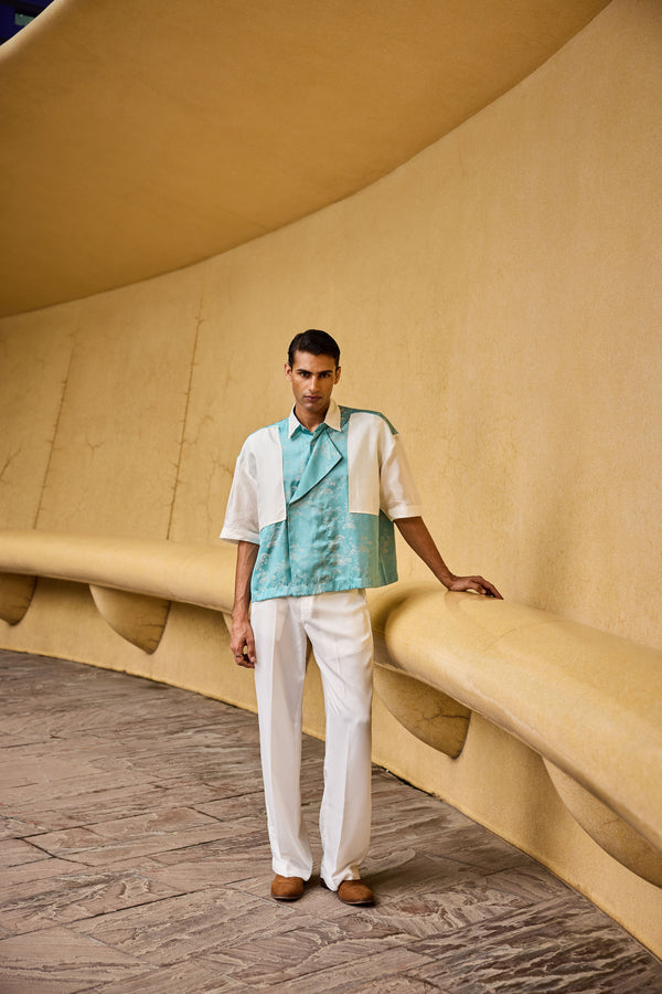 Men's Jacquard & Taffeta Panelled Shirt