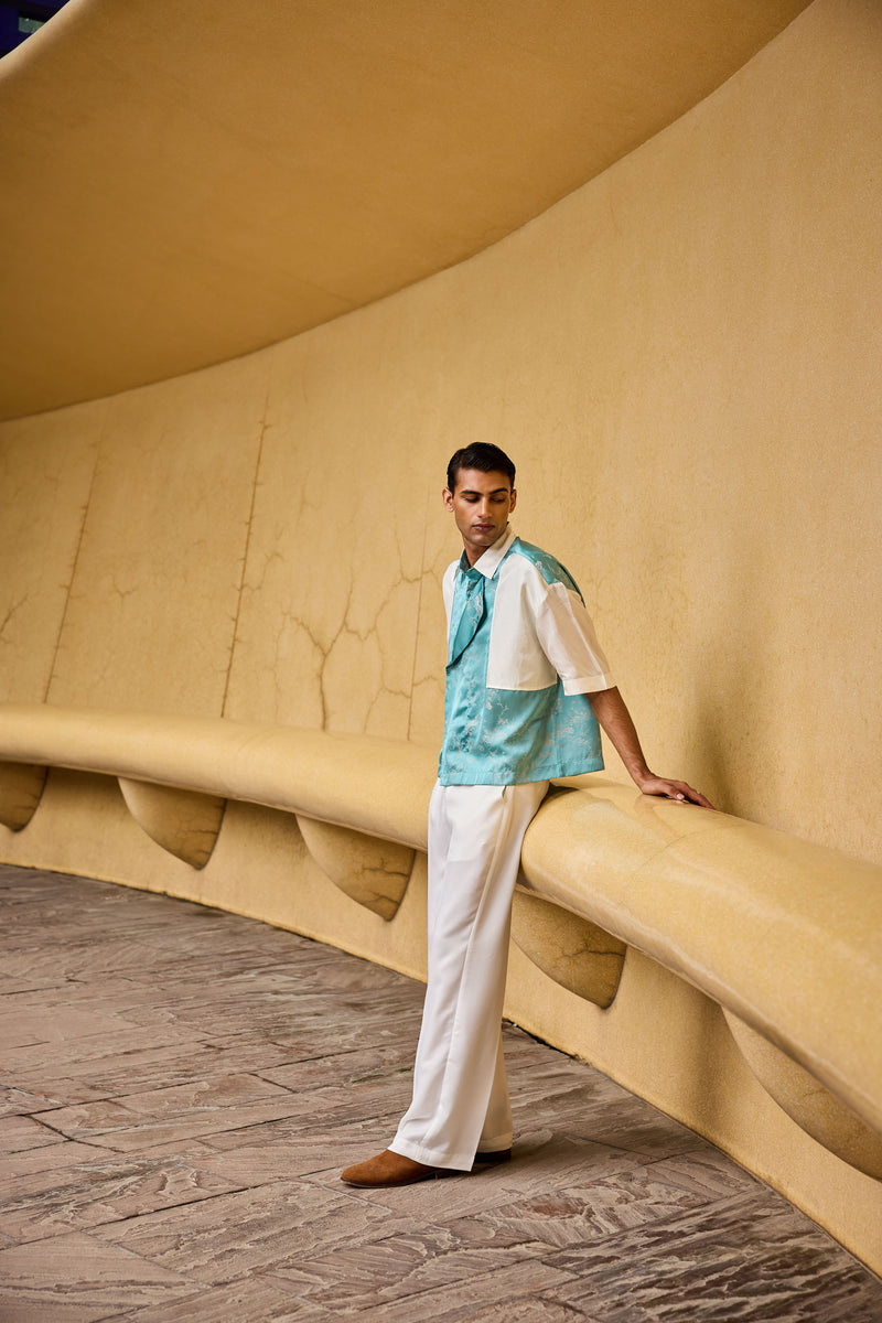 Men's Jacquard & Taffeta Panelled Shirt